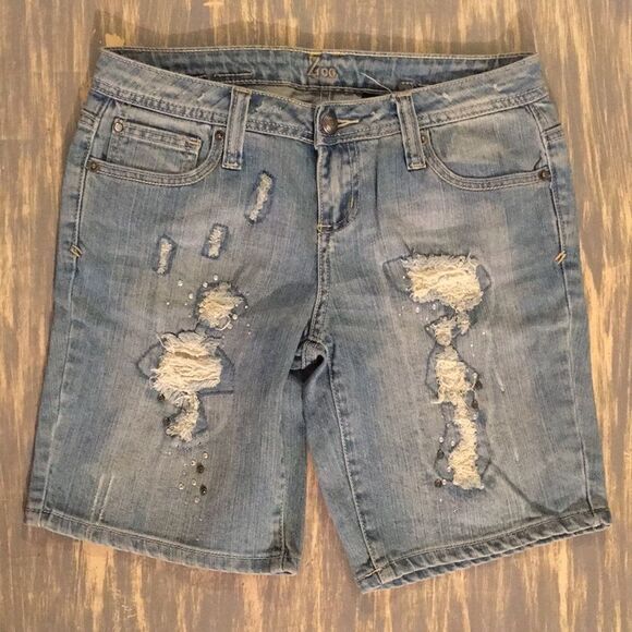 ZCo Jeans Shorts Size 7 Flap pockets Bling - Picture 1 of 4